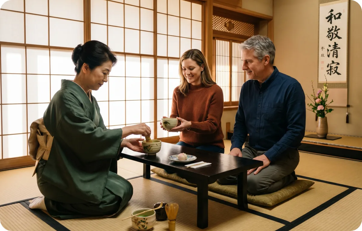 Community gathering in a traditional Kiso room