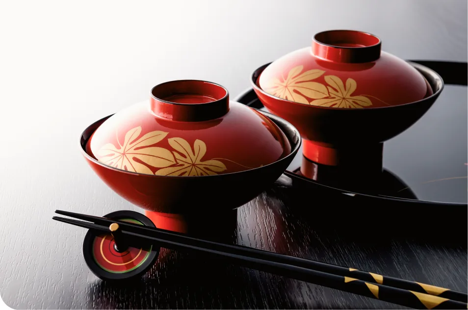 Traditional Kiso lacquerware bowls
